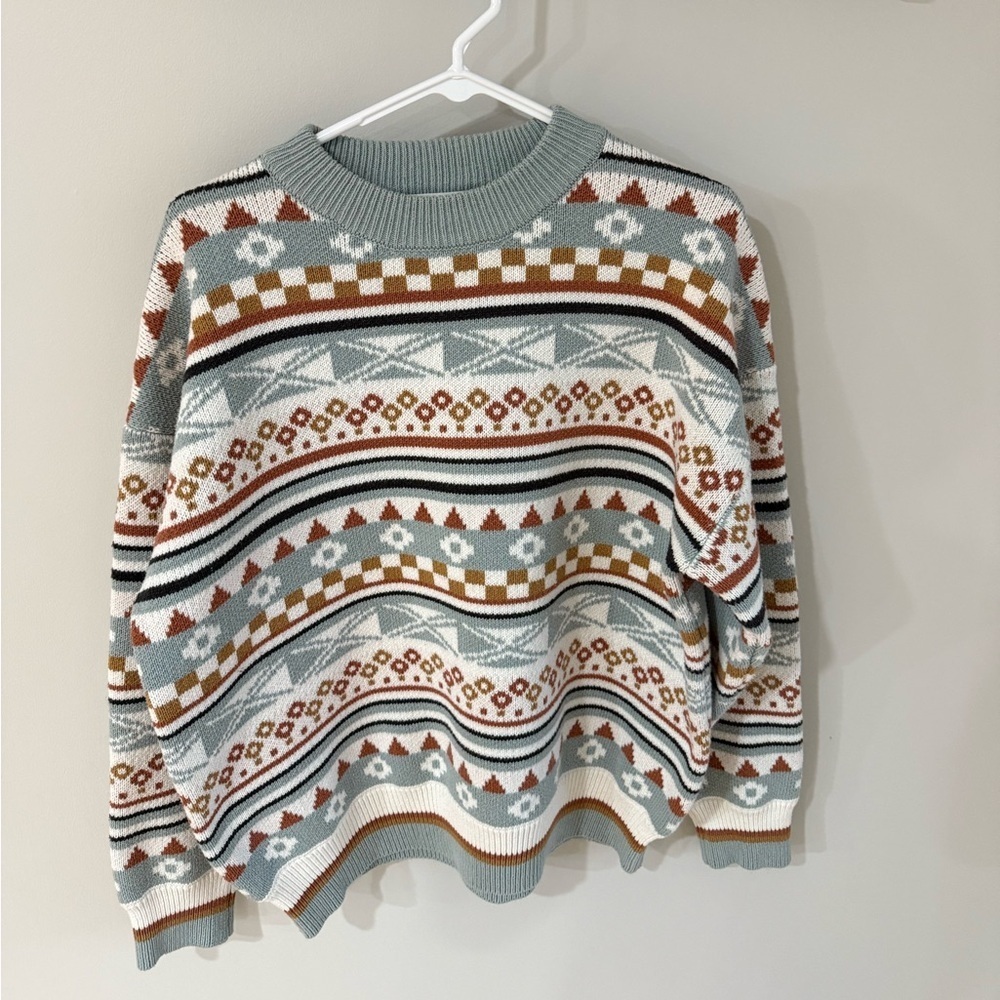 Moussy Fair Isle Crewneck Knitted Sweater Size F (One Size)